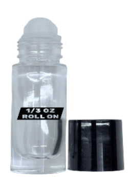 1/3 oz (8 ml) Roll On Clear Glass Bottle