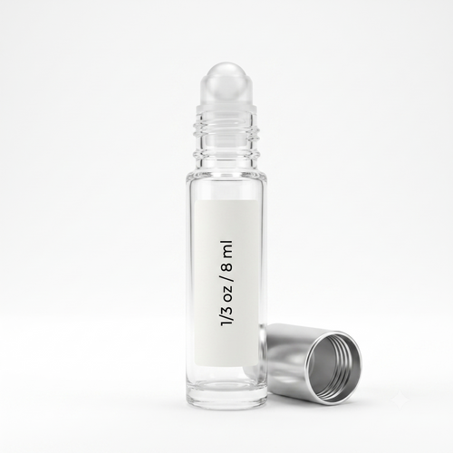 1/3 oz (8 ml) Roll On Clear Glass Bottle