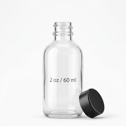 1 oz (30 ml) Boston Round Clear Glass Bottle