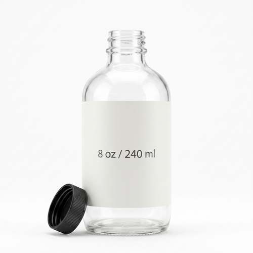 8 oz (240 ml) Boston Round Clear Glass Bottle